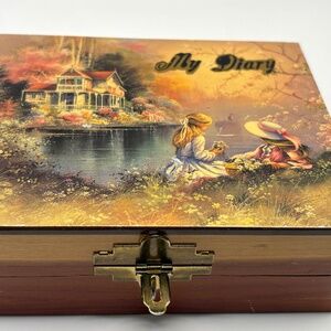Vintage MY DIARY Wooden Jewelry Box